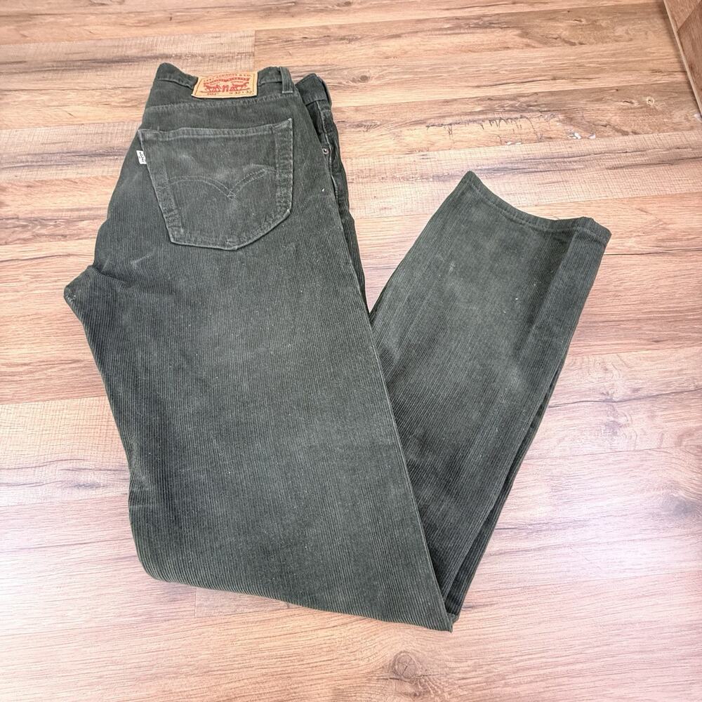 Levis 502 Corduroy Pants Mens 36x32 Green Classic Fit Straight Leg White…